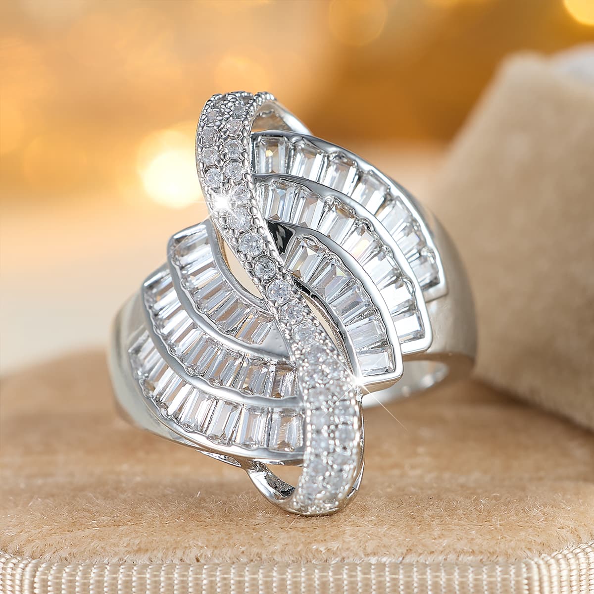 Plated Twisted Swirl Ring Suitable for Men & Women